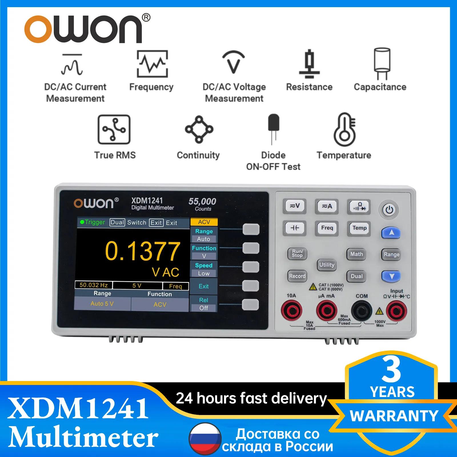 OWON XDM1241  Ƽ, 55000 īƮ, ޴ ġ, Ʈ RMS, DC, AC  , USB ƼƮ ׽ 跮